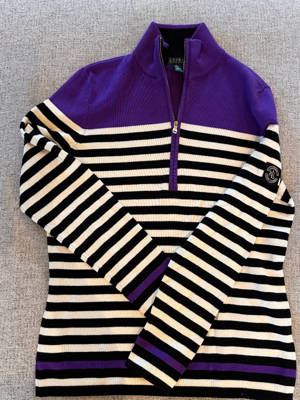 Ralph Lauren LRL Crest Colorblock Striped 1/4 Zip Knit NWOT Girls XL / Womens X